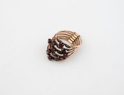Five-ring ring in yellow gold (375) and silver...