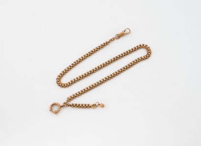 Yellow gold (750) ring watch chain with partially...