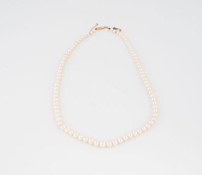 Necklace of tumbling white cultured pearls.
Yellow...