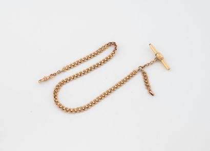 Albert T double watch chain in pink gold...