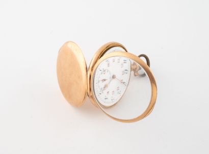 Montre de gousset en or jaune (750). 
Cadran...