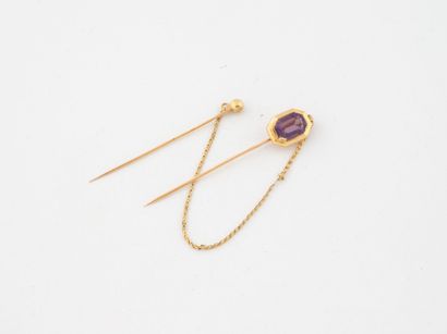 Pair of yellow gold (750) collar pins set...