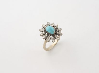 Daisy ring in white gold (750), centered...
