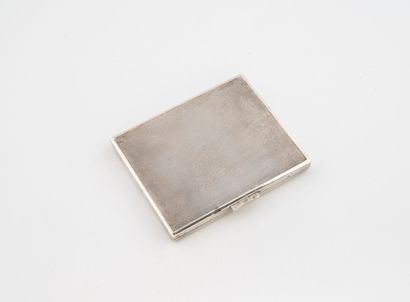 Poudrier carré en argent (835) à miroir,...