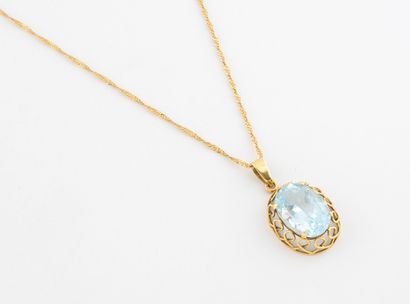 Yellow gold (585) chain with filed and twisted...