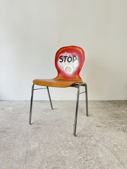 stop - second-hand chair customized by cutting...