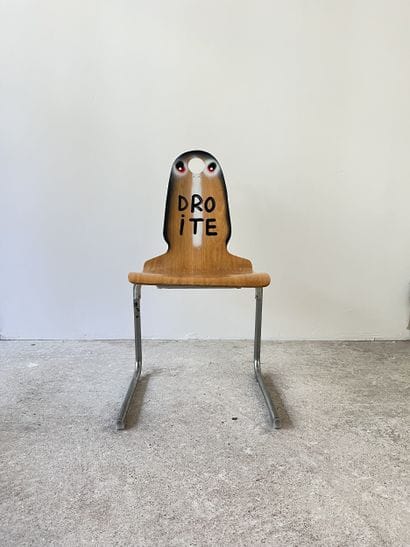 Right - second-hand chair customized by cutting...