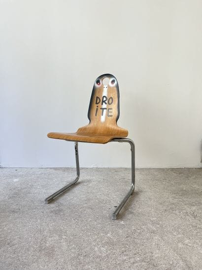 Right - second-hand chair customized by cutting...
