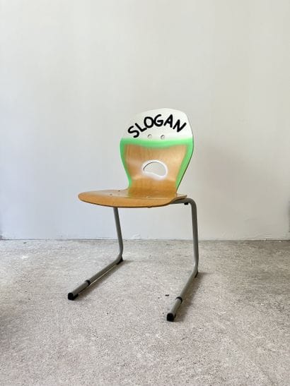 slogan - second-hand chair customized by...