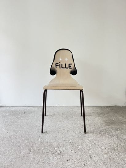 fille - second-hand chair customized by cutting...