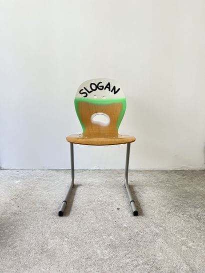 slogan - second-hand chair customized by...