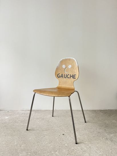 left - second-hand chair customized by cutting...