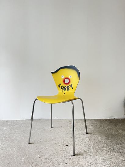 lobby - second-hand chair customized by cutting...