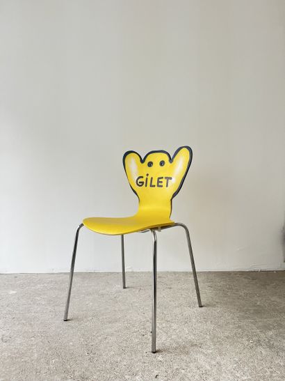 gilet - second-hand chair customized by cutting...