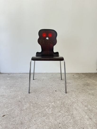 frère - second-hand chair customized by cutting...