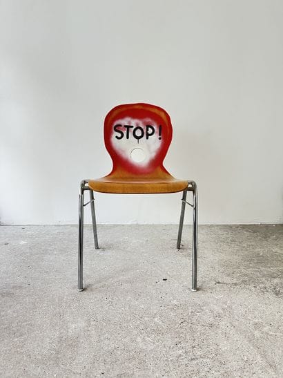 stop - second-hand chair customized by cutting...