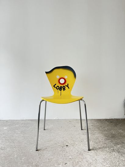 lobby - second-hand chair customized by cutting...