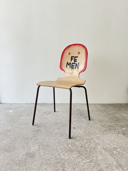 femen - second-hand chair customized by cutting...