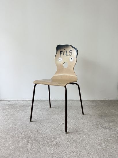 son - second-hand chair customized by cutting...