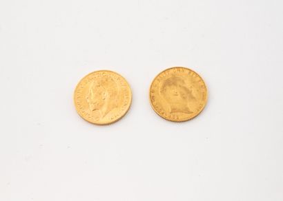 UNITED KINGDOM
Lot of two gold coins:
- A...