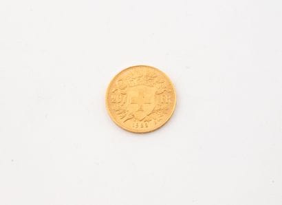 SWITZERLAND
20 Franc gold coin, Helvetia.
1922.
Weight...