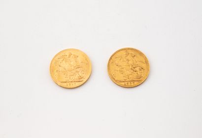 UNITED KINGDOM
Lot of two gold coins:
- A...