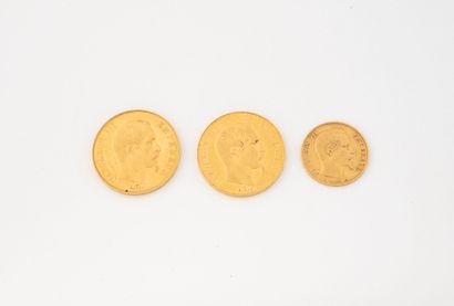 FRANCE
Lot of gold coins:
- Two 50-franc...