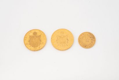 FRANCE
Lot of gold coins:
- Two 50-franc...