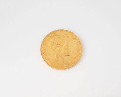 SPAIN
100 pesetas gold coin.
Weight : 33...