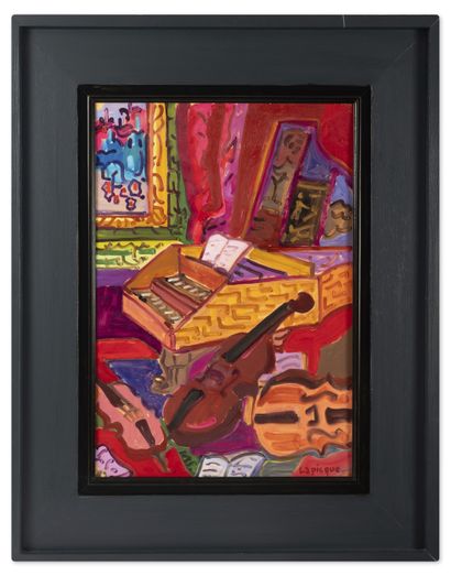 CHARLES LAPICQUE (1898-1988)
Musical instruments.
Oil...