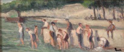 MAXIMILIEN LUCE (1845-1941)
Baignade, Paris.
Huile...
