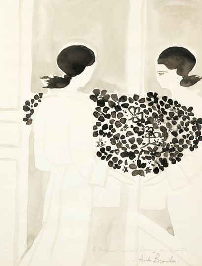 ANDRÉ BRASILIER (1929)
Woman with bouquet.
Ink...