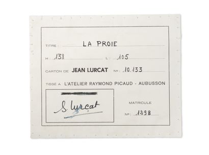 JEAN LURÇAT (1892-1966)
The prey.
Polychrome...