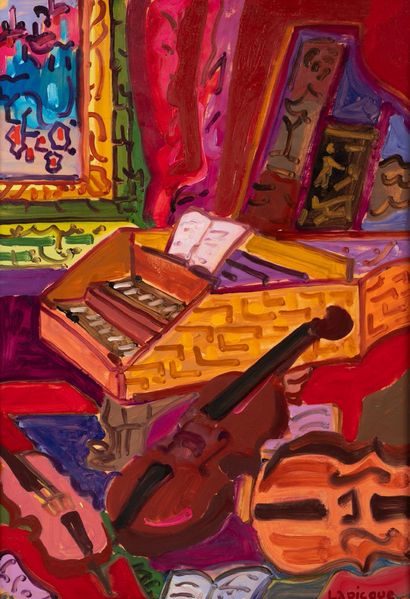 CHARLES LAPICQUE (1898-1988)
Musical instruments.
Oil...