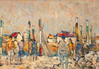 ABEL BERTRAM (1871-1954)
Marins à Gravelines.
Huile...