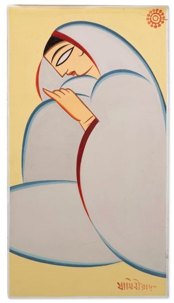 JAMINI ROY (1887-1972)
Seated woman.
Tempera...