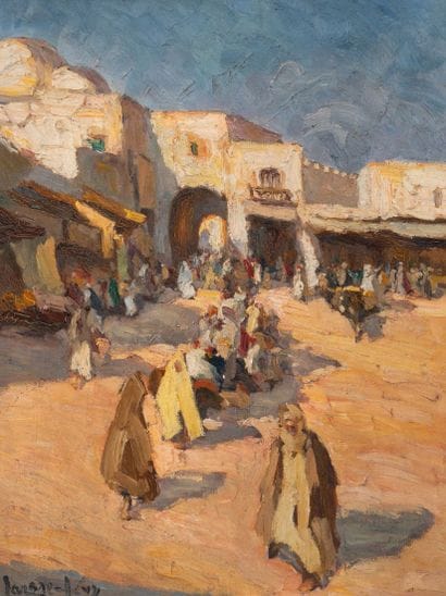 LAZARE-LÉVY (1867-1933)
Scène de marché.
Huile...