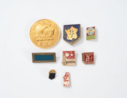 Lot of 7 military badges or pins, including...