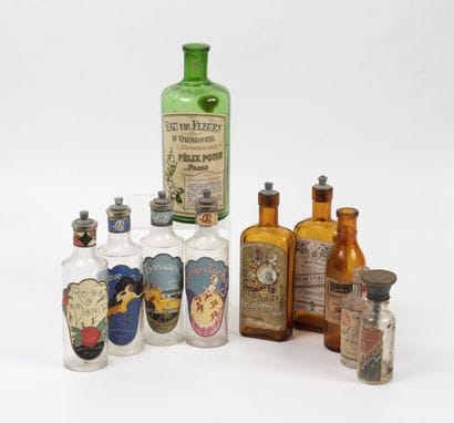 Set of 10 bottles including perfumes (Lorenzy-Palanca),...