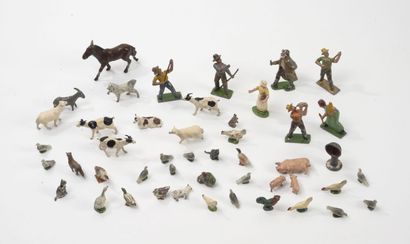 Farmers, wanderers and farm animals in lead,...