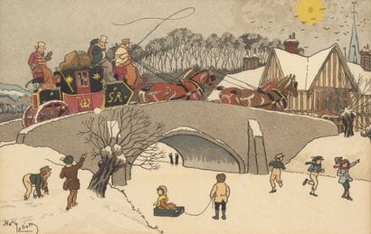 Harry ELIOTT (1882-1959)
Snow scene. 
Color...