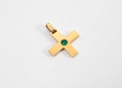 Yellow gold (750) cross pendant set with...
