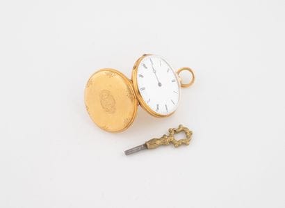 Small yellow gold (750) pocket watch with...