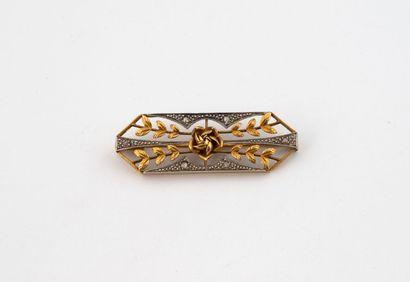 Small openwork barrette brooch in yellow...
