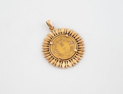 Yellow gold (750) pendant centered with a...