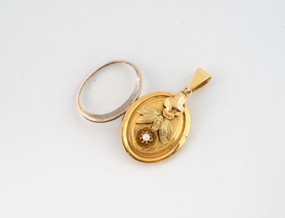 Yellow gold (750) photo holder pendant adorned...