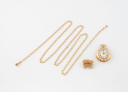 Lot including : 
- Yellow gold (750) collar...