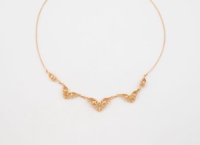 Yellow gold (750) drapery necklace featuring...