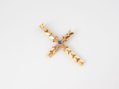 Yellow gold (750) cross pendant set with...