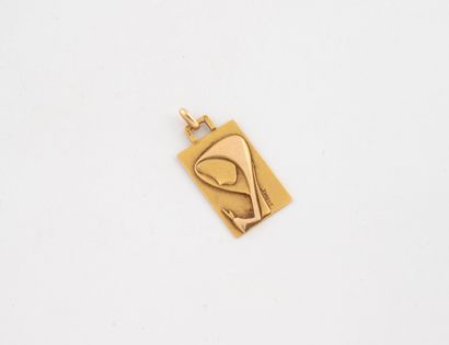 Médaille rectangulaire en or jaune (750)...